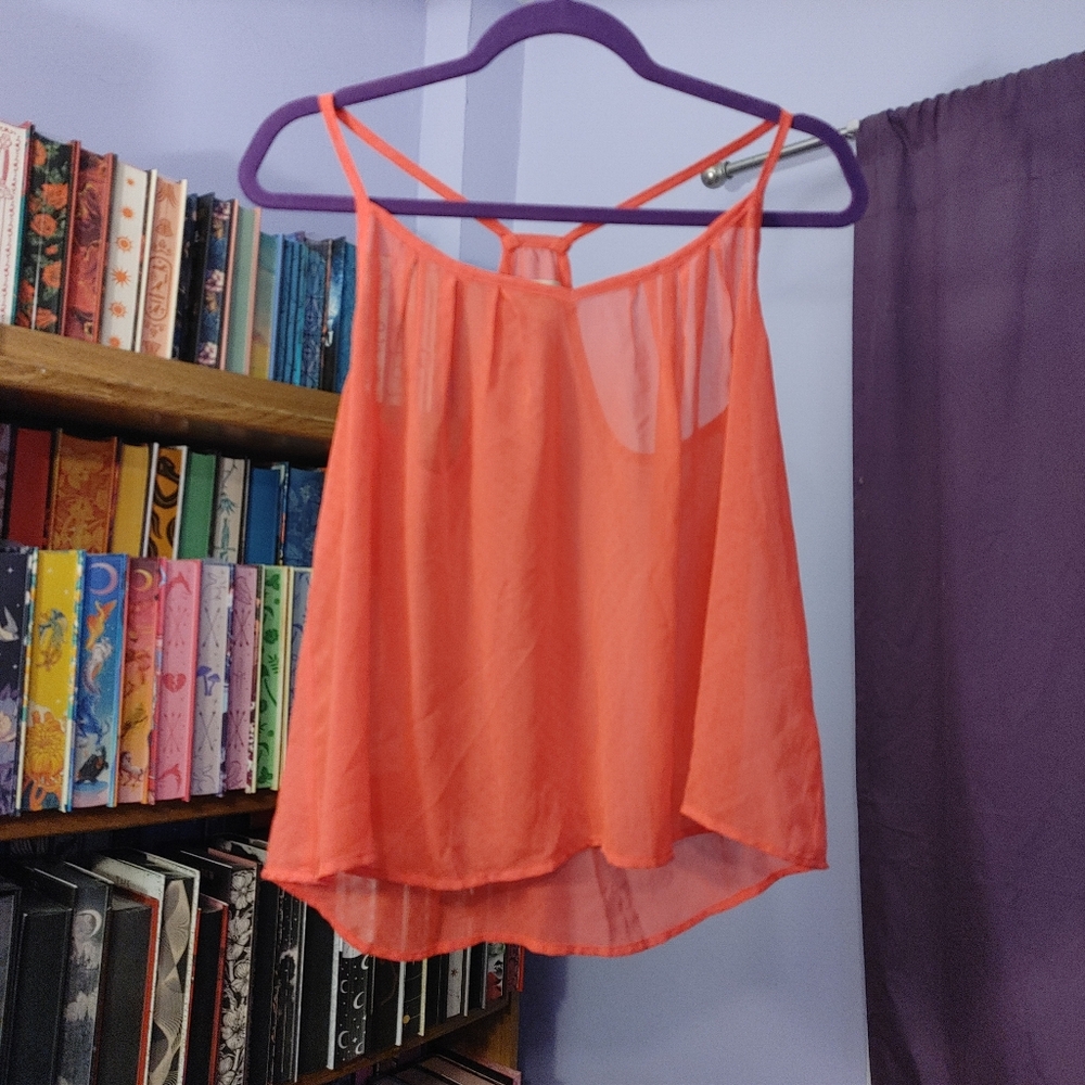 Arizona Jean Co. Coral Orange Textured Racerback Tank - M